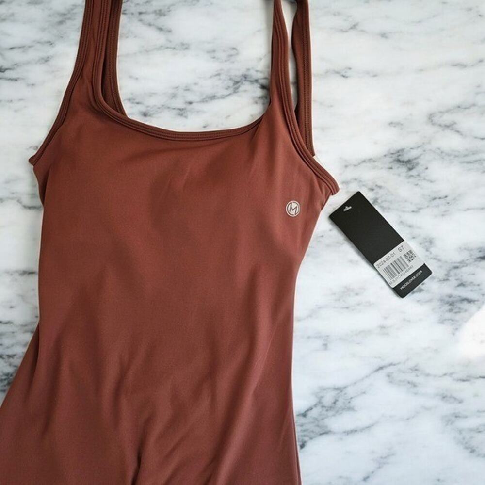Mooslover Brown Flare Leg Jumpsuit One Piece Yoga Bodysuit Medium NWT